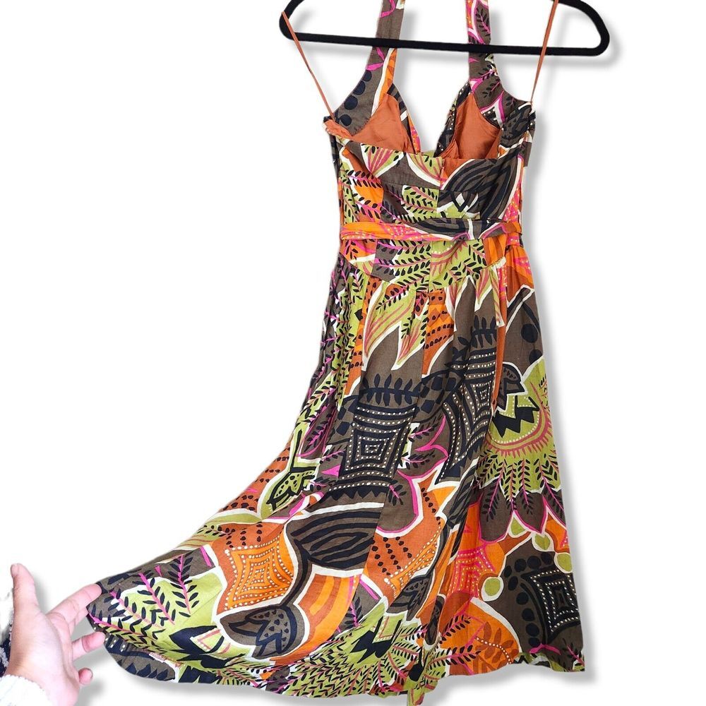 Jessica By Christopher Halter 100% Linen Ramie Floral Sun dress Size 2